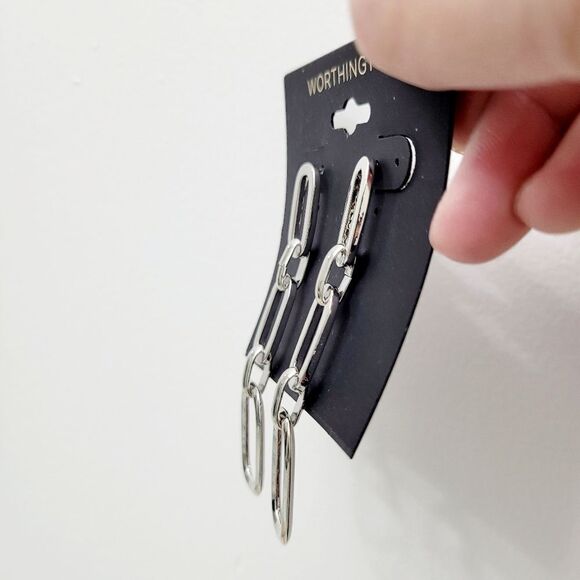 Brand New Worthington Silver Chain Earrings - Picture 4 of 5